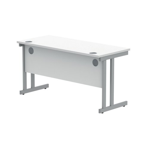 Polaris Rectangular Double Upright Cantilever Desk 1400x600x730mm Arctic White/Silver KF822350