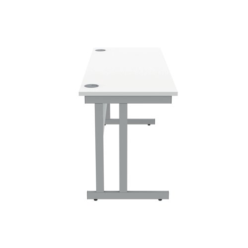 Polaris Rectangular Double Upright Cantilever Desk 1600x600x730mm Arctic White/Silver KF822360