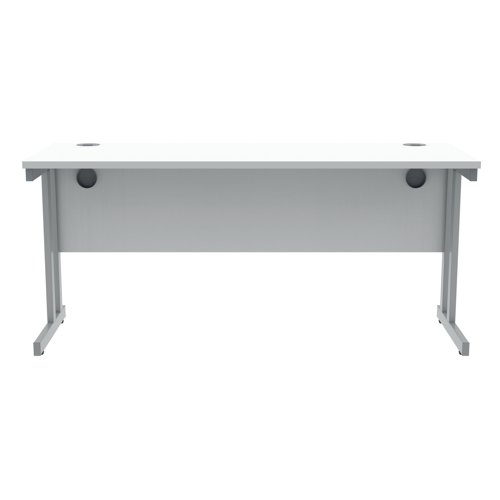 Polaris Rectangular Double Upright Cantilever Desk 1600x600x730mm Arctic White/Silver KF822360