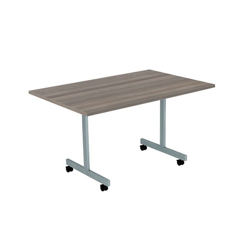 Jemini Rectangular Tilting Table 1200x700x730mm Grey Oak/Silver KF822381