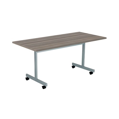 Jemini Rectangular Tilting Table 1600x700x730mm Grey Oak/Silver KF822451 - KF822451