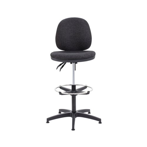 Jemini Medium Back Draughtsman Chair with Adjustable D-Kit Charcoal KF822471 | KF822471 | VOW