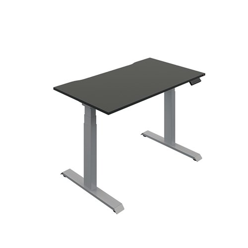 Okoform Dual Motor Sit/Stand Heated Desk 1600x800x645-1305mm Black/Silver KF822502 Office Desks KF822502