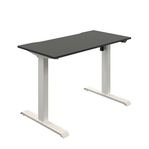 Okoform Single Motor Sit/Stand Heated Desk 1200x600x734-1234mm Black/White KF822542
