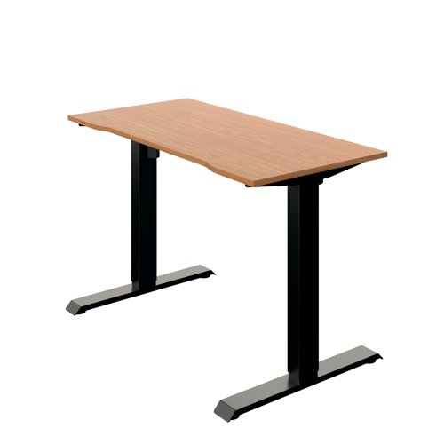 Okoform Single Motor Sit/Stand Heated Desk 1200x600x734-1234mm Nova Oak/Black KF822582