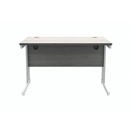 Polaris Rectangular Double Upright Cantilever Desk 1200x800x730mm Alaskan Grey Oak/White KF822610