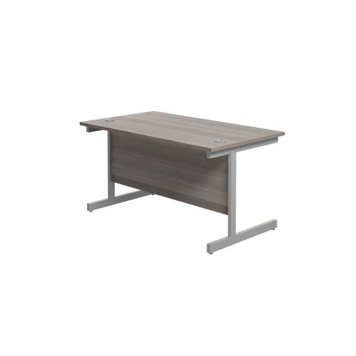 Jemini Single Upright Rectangular Desk 1200x800x730mm Grey Oak/Silver KF822631
