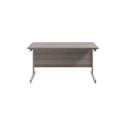Jemini Single Upright Rectangular Desk 1200x800x730mm Grey Oak/Silver KF822631
