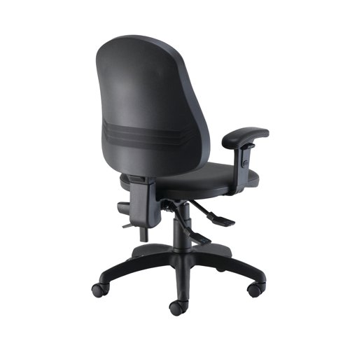 This sturdy posture chair provides comfort without the hefty price tag. The best in ergonomic chairs, it is physio-approved and offers the benefits of a Permanent Contact Back (PCB) mechanism with an inflatable lumbar support and adjustable arms. The curved foam back offers full contact and comfort for up to 8 hours for users up to 115 kg.