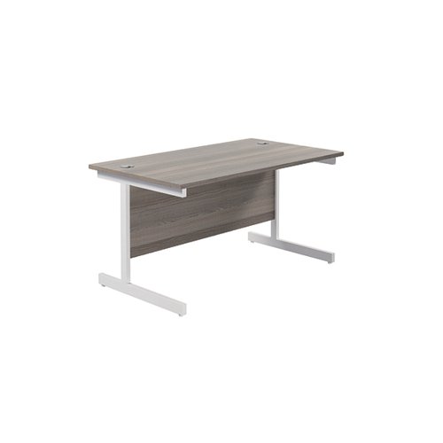 Jemini Single Upright Rectangular Desk 1200x800x730mm Grey Oak/White KF822641