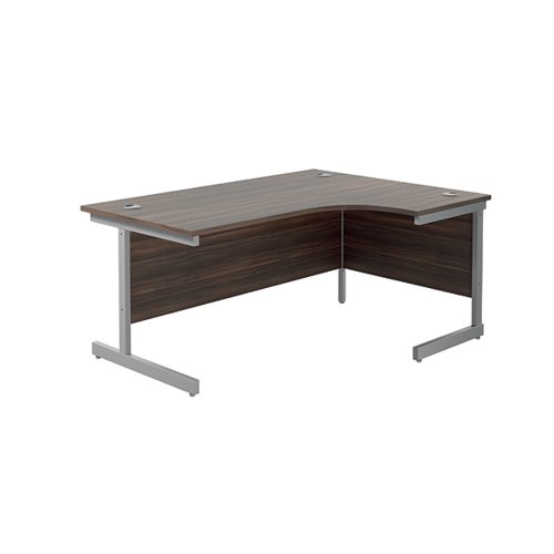 Jemini Radial Right Hand Desk 1600x800-1200x730mm Grey Oak/Silver 600mm Desk High Pedestal KF822681
