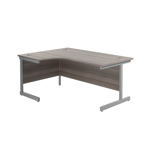 Jemini Radial Left Hand Single Upright Desk 1600x800-1200x730mm Grey Oak/Silver KF822692