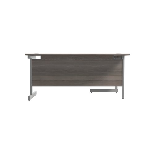 Jemini Radial Left Hand Single Upright Desk 1600x800-1200x730mm Grey Oak/Silver KF822692