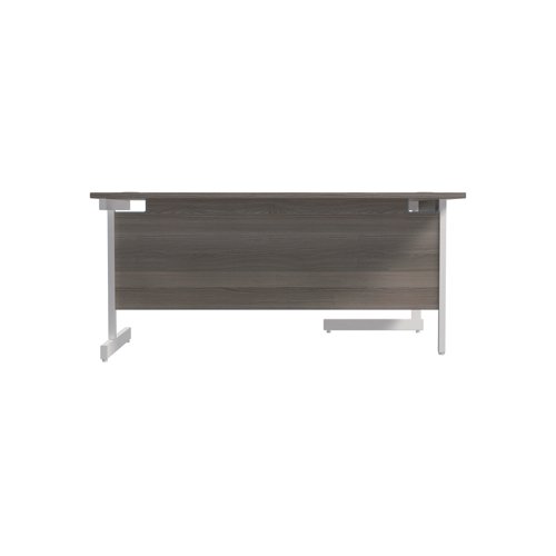 Jemini Radial Left Hand Single Upright Desk 1600x800-1200x730mm Grey Oak/White KF822701