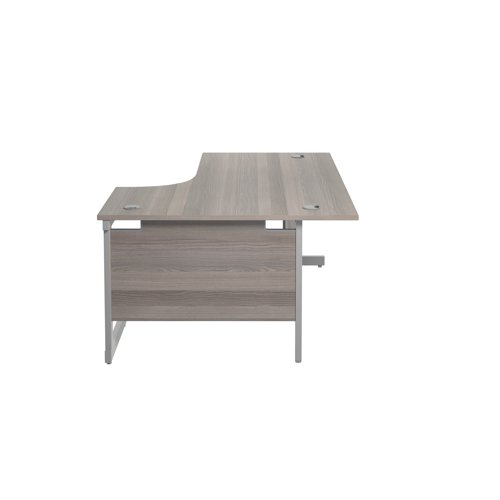 Jemini Radial Right Hand Single Upright Desk 1600x800-1200x730mm Grey Oak/Silver KF822711