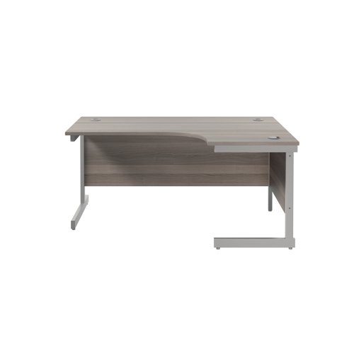 Jemini Radial Right Hand Single Upright Desk 1600x800-1200x730mm Grey Oak/Silver KF822711
