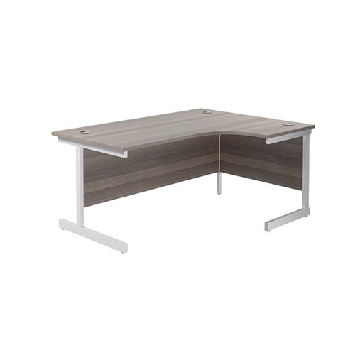 Jemini Radial Right Hand Single Upright Desk 1600x800-1200x730mm Grey Oak/White KF822722