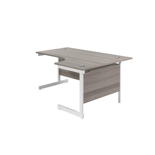 Jemini Radial Right Hand Single Upright Desk 1600x800-1200x730mm Grey Oak/White KF822722