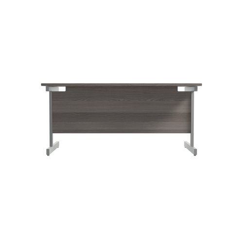 Jemini Single Upright Rectangular Desk 1600x800x730mm Grey Oak/Silver KF822731