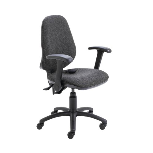 Jemini Intro High Back Posture Chair with Folding Arms 640x640x990-1160mm Charcoal KF822844