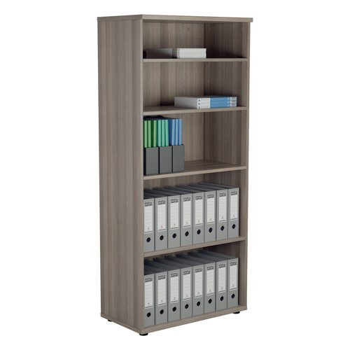 Jemini Wooden Bookcase 800x450x1800mm Grey Oak KF822881 - KF822881