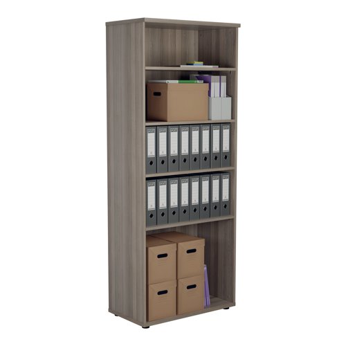 Jemini Wooden Bookcase 800x450x2000mm Grey Oak KF822891 - VOW - KF822891 - McArdle Computer and Office Supplies