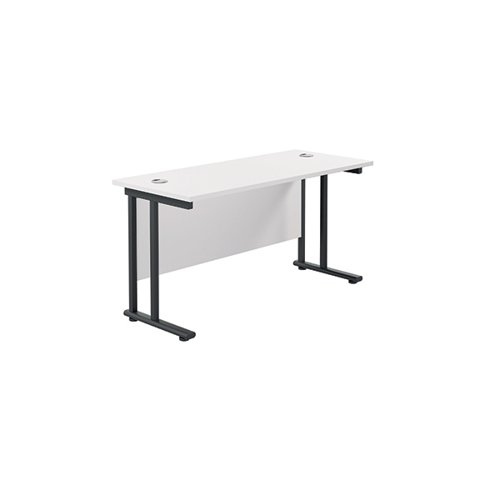 Jemini Rectangular Double Upright Cantilever Desk 1200x600x730mm White/Black KF822998