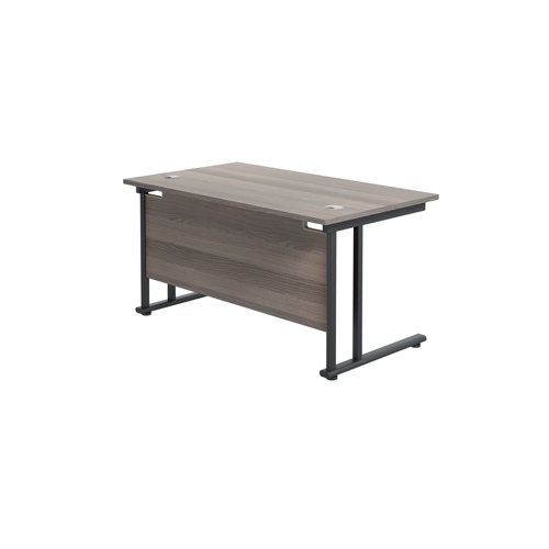 Jemini Rectangular Double Upright Cantilever Desk 1200x800x730mm Grey Oak/Black KF823032