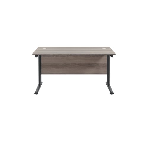 Jemini Rectangular Double Upright Cantilever Desk 1200x800x730mm Grey Oak/Black KF823032