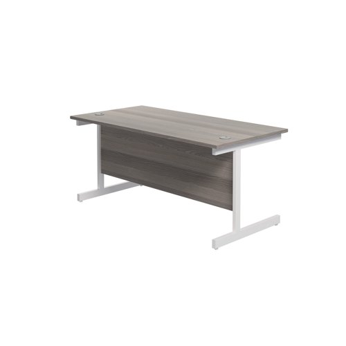 Jemini Single Upright Rectangular Desk 1600x800x730mm Grey Oak/White KF823278