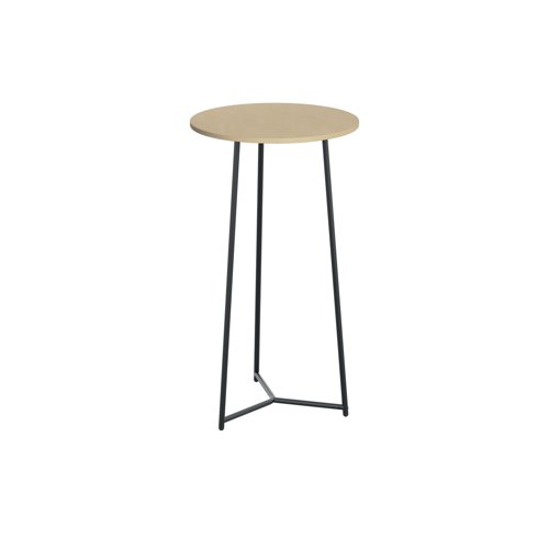 The Jemini Trinity high table is ideal for canteen spaces or for use as an additional working space. The stylish table with circular top and metal legs is ideal for any office space, breakout area.