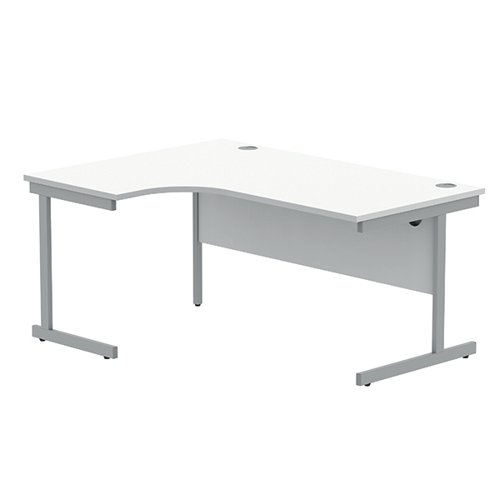 Astin Radial Left Hand SU Cantilever Desk 1600x1200x730mm Arctic White/Silver KF824169