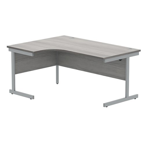 Astin Radial Left Hand SU Cantilever Desk 1600x1200x730mm Alaskan Grey Oak/Silver KF824206