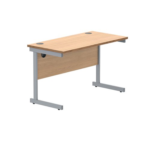 Astin Rectangular Single Upright Cantilever Desk 1200x600x730mm Norwegian Beech/Silver KF824244 - KF824244