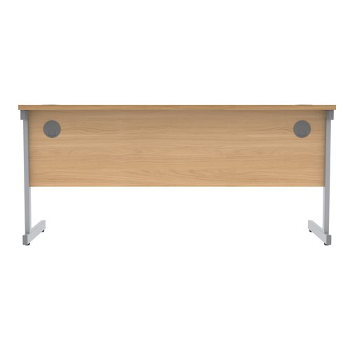Astin Rectangular Single Upright Cantilever Desk 1600x600x730mm Norwegian Beech/Silver KF824268 - KF824268