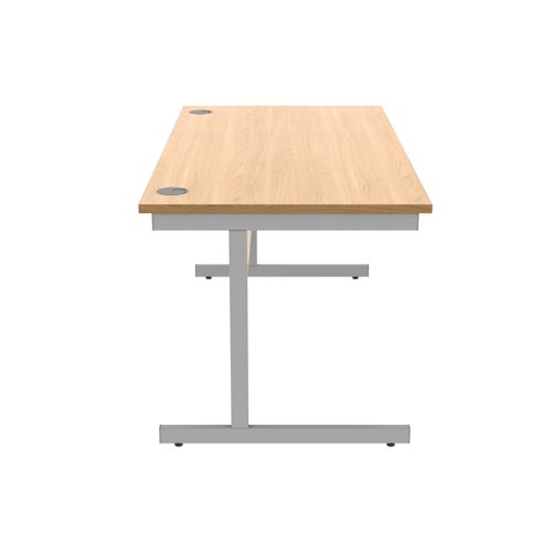 Astin Rectangular Single Upright Cantilever Desk 1600x800x730mm Norwegian Beech/Silver KF824299 - KF824299