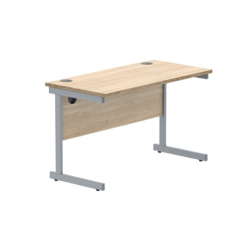 Astin Rectangular Single Upright Cantilever Desk 1200x600x730mm Canadian Oak/Silver KF824367