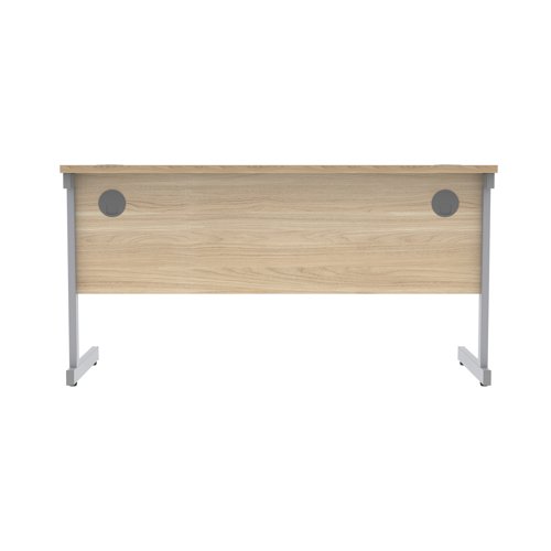 Astin Rectangular Single Upright Cantilever Desk 1400x600x730mm Canadian Oak/Silver KF824374