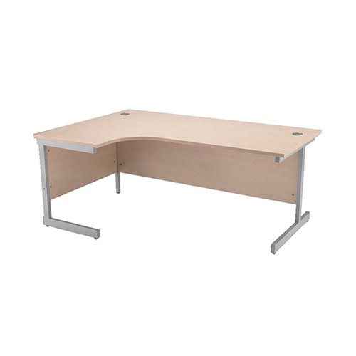Jemini Radial Left Hand Cantilever Desk 1600x600-800x730mm Maple/Silver KF838047