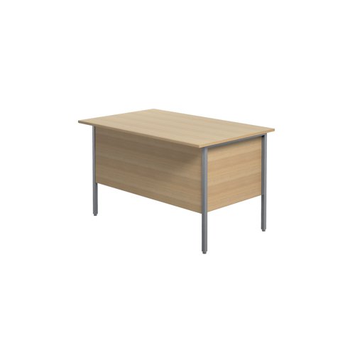 This 4 Leg desk from the Serrion range features an 18mm thick desktop with sturdy metal legs. The simple design is suitable for use at home or in the office. The desk has a contemporary Ferrera Oak finish and comes with a modesty panel included as standard. This desk measures 1200x750x730mm.