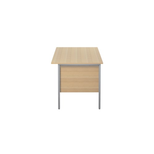 This 4 Leg desk from the Serrion range features an 18mm thick desktop with sturdy metal legs. The simple design is suitable for use at home or in the office. The desk has a contemporary Ferrera Oak finish and comes with a modesty panel and 2 drawer pedestal included as standard. This desk measures 1200x750x730mm.