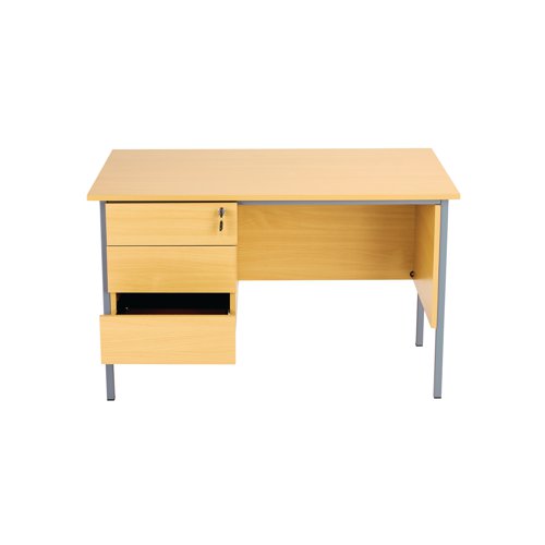 Serrion Rectangular 3 Drawer Pedestal 4 Leg Desk 1200x750x730mm Oak KF838374 - KF838374
