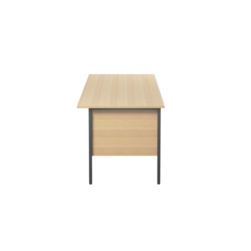 This 4 Leg desk from the Serrion range features an 18mm thick desktop with sturdy metal legs. The simple design is suitable for use at home or in the office. The desk has a contemporary Ferrera Oak finish and comes with a modesty panel and 2 drawer pedestal included as standard. This desk measures 1500x750x730mm.