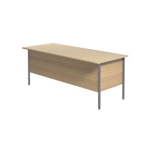 This 4 Leg desk from the Serrion range is a spacious desk complete with modesty panel, 2 drawer and 3 drawer pedestal as standard. The desk features an 18mm thick MDF desktop with sturdy metal legs. The simple design is Suitable for use at home or in the office. The rectangular shape allows you to fit together multiple desks. The desk has a contemporary Ferrera Oak finish and measures 1800x750x730mm.