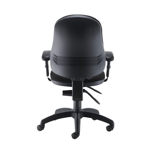 The Jemini intro posture chair is an entry level chair with a lumbar pump for increased support. The adjustable arms also provide added comfort for the user. Recommended usage time: 8 hours. Seat dimensions: W470 x D450mm. Back dimensions: W450 x H500mm. Adjustable seat height: 460-590mm. Colour: Black.