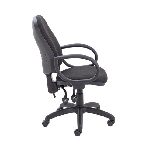 First High Back Operators Chair with Fixed Arms 640x640x985-1175mm Charcoal KF839242