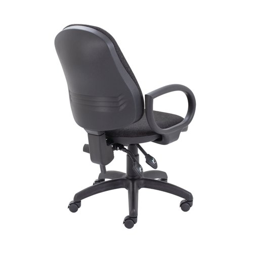 First High Back Operators Chair with Fixed Arms 640x640x985-1175mm Charcoal KF839242 KF839242