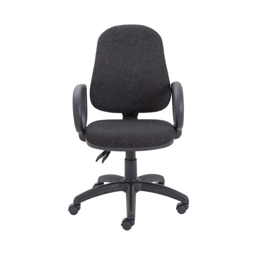First High Back Operators Chair with Fixed Arms 640x640x985-1175mm Charcoal KF839242 - KF839242