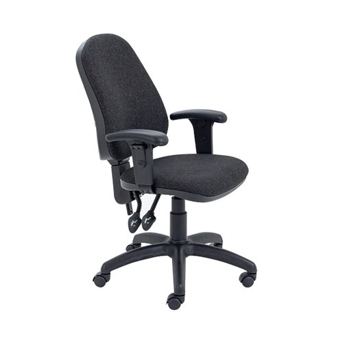 First High Back Operators Chair with Adjustable Arms 640x640x985-1175mm Charcoal KF839244