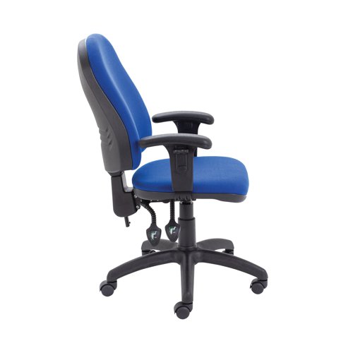 First High Back Operators Chair with T-Adjustable Arms 640x640x985-1175mm Blue KF839245 - KF839245